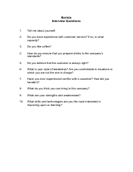 Document preview: Sample Barista Interview Questions