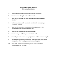 Document preview: Sample Internet Marketing Director Interview Questions