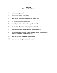 &quot;Sample Hostess Interview Questions&quot;