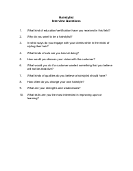 &quot;Sample Hairstylist Interview Questions&quot;