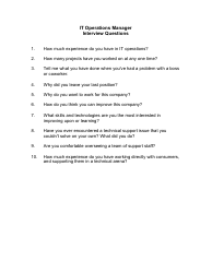 &quot;Sample It Operations Manager Interview Questions&quot;