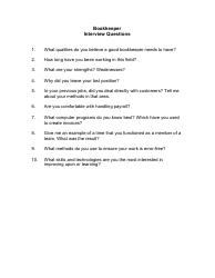 &quot;Sample Bookkeeper Interview Questions&quot;