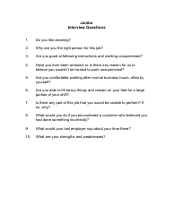 &quot;Sample Janitor Interview Questions&quot;