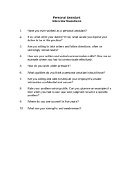 Document preview: Sample Personal Assistant Interview Questions