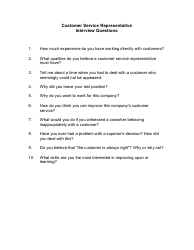 Document preview: Sample Customer Service Representative Interview Questions
