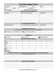 Document preview: Dog Boarding Form