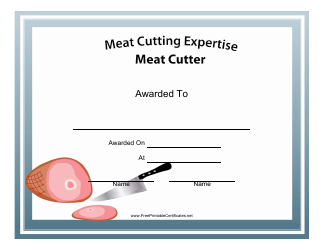 Meat Cutter Award Certificate Template