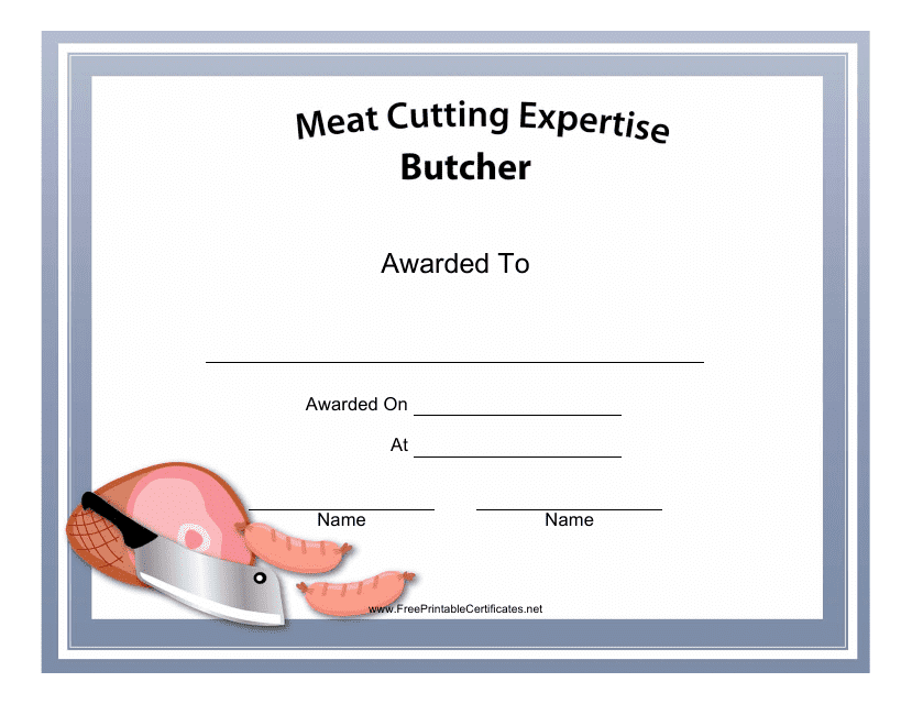 Butcher Award Certificate Template Preview