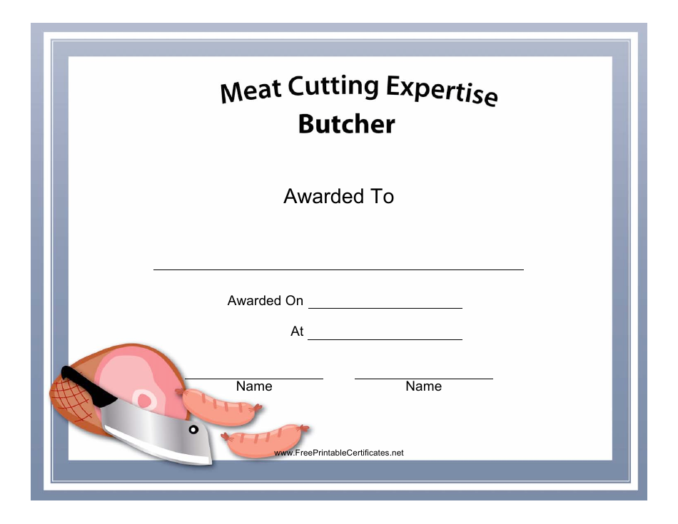 Butcher Award Certificate Template Preview