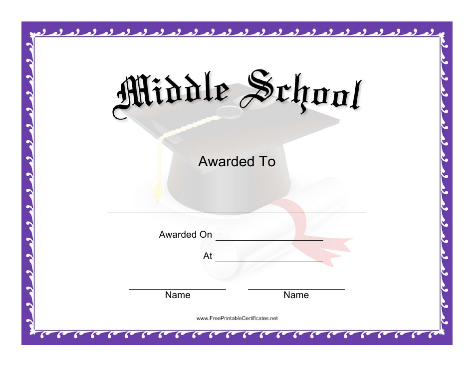 Middle School Award Certificate Template Preview