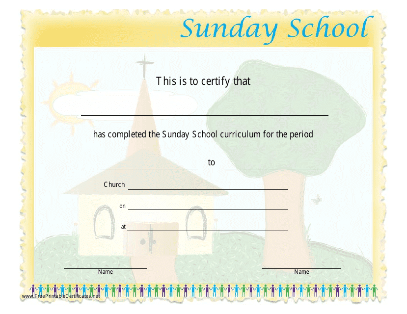 &quot;Sunday School Certificate Template&quot; Download Pdf