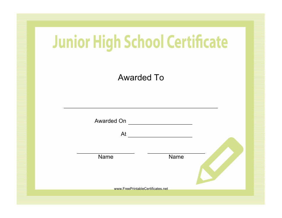 Junior High School Certificate Template Sample
