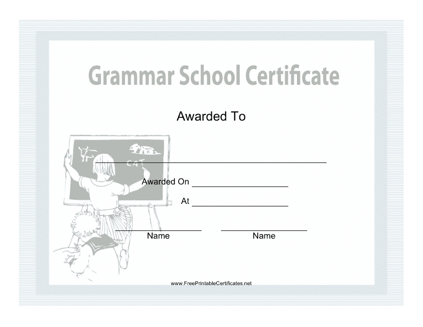 Grammar School Certificate Template Preview - Diploma Design