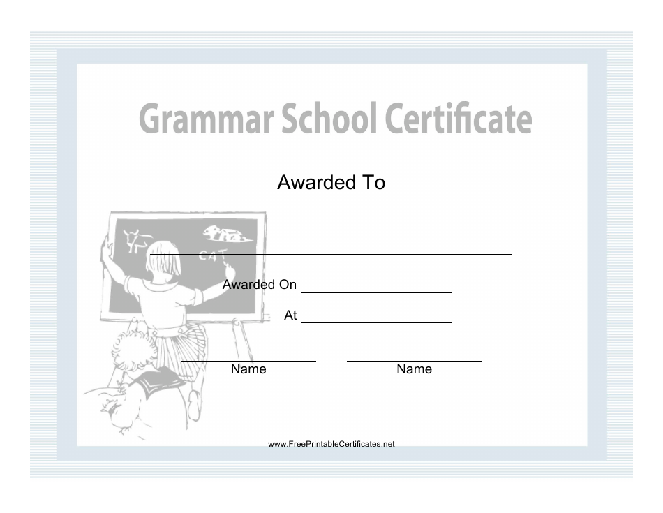 Grammar School Certificate Template, Page 1