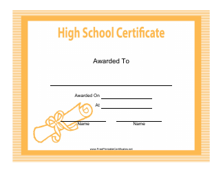 Document preview: High School Certificate Template