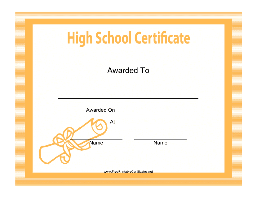 High School Certificate Template