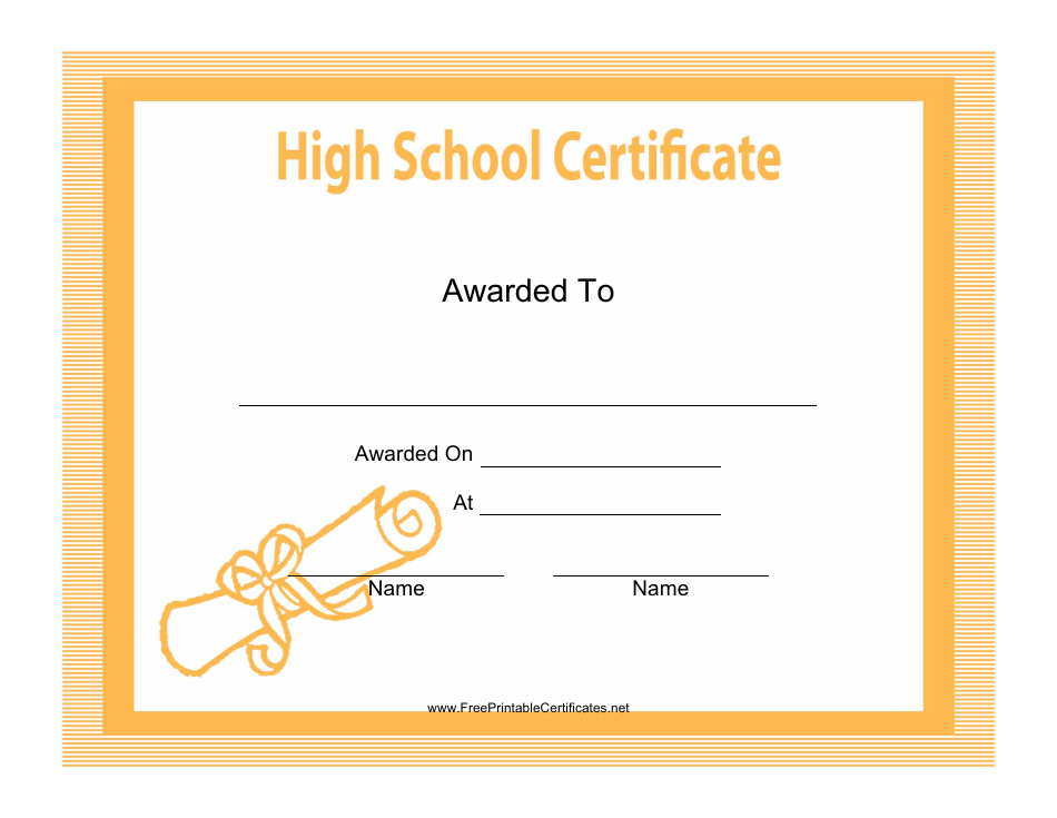 High School Certificate Template Download Printable Pdf Templateroller 