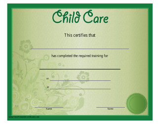 Document preview: Green Child Care Certificate Template