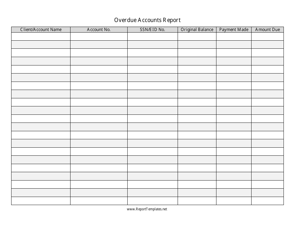 Overdue Accounts Report Spreadsheet Template, Page 1