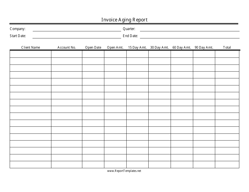 Invoice Aging Report Spreadsheet Template - Black and White - Fill Out ...