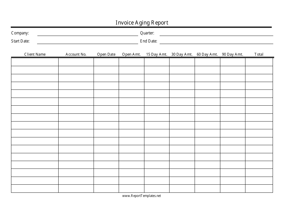 Invoice Aging Report Spreadsheet Template, Page 1