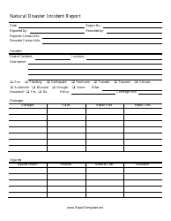 &quot;Natural Disaster Incident Report Template&quot;