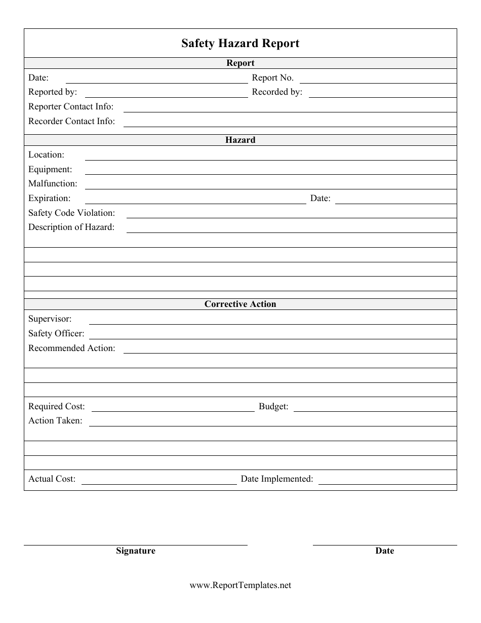 Safety Hazard Report Template, Page 1