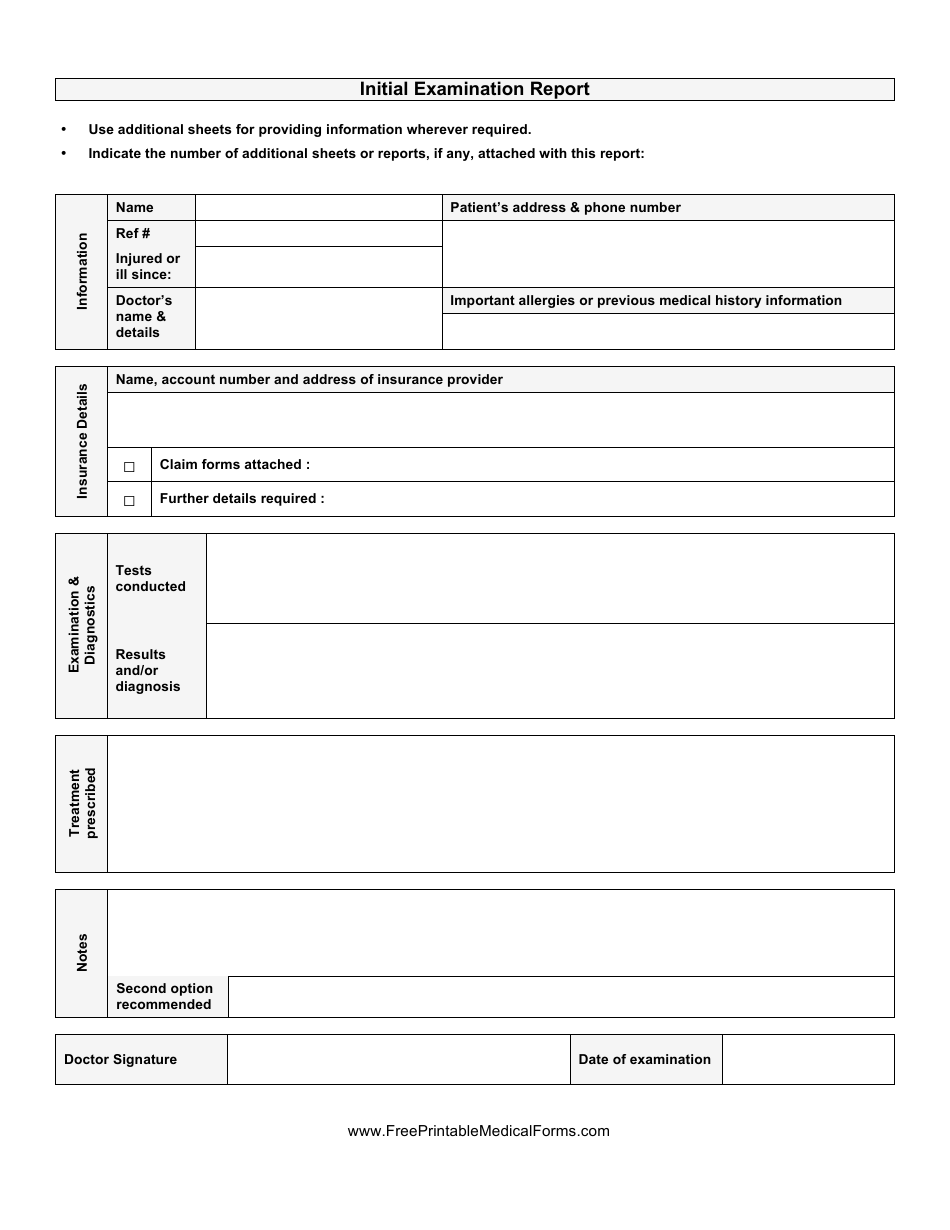 Initial Examination Report Template, Page 1