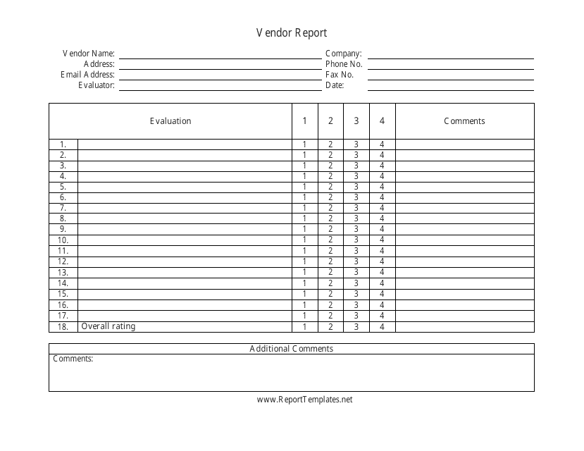 Vendor Report Template Download Pdf