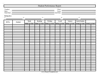 Document preview: Student Performance Report Spreadsheet Template