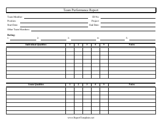 Document preview: Team Performance Report Template