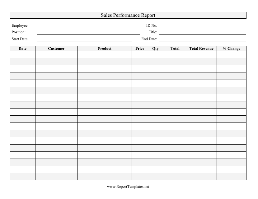 Sales Performance Report Spreadsheet Template Download Pdf