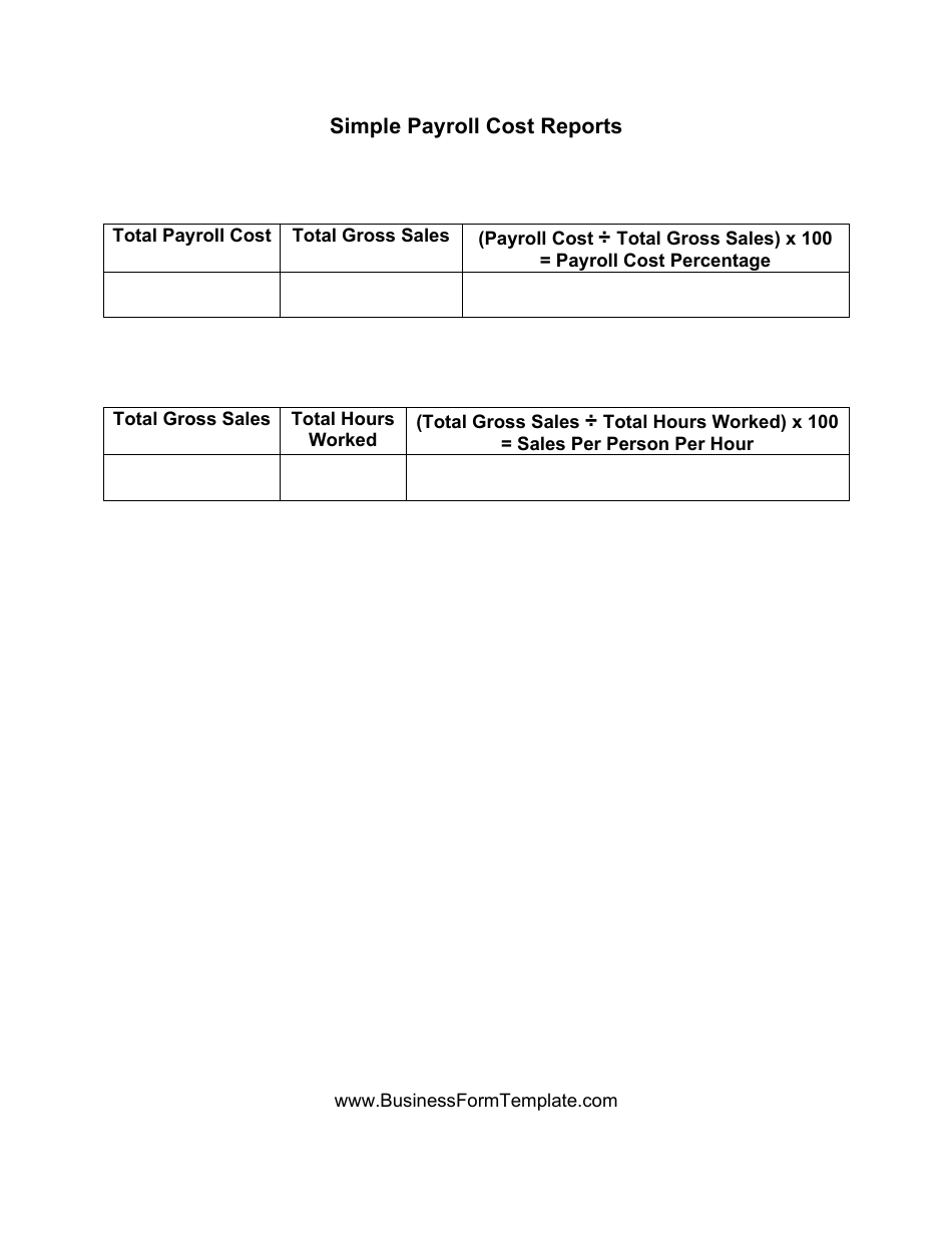 Simple Payroll Cost Report Template, Page 1
