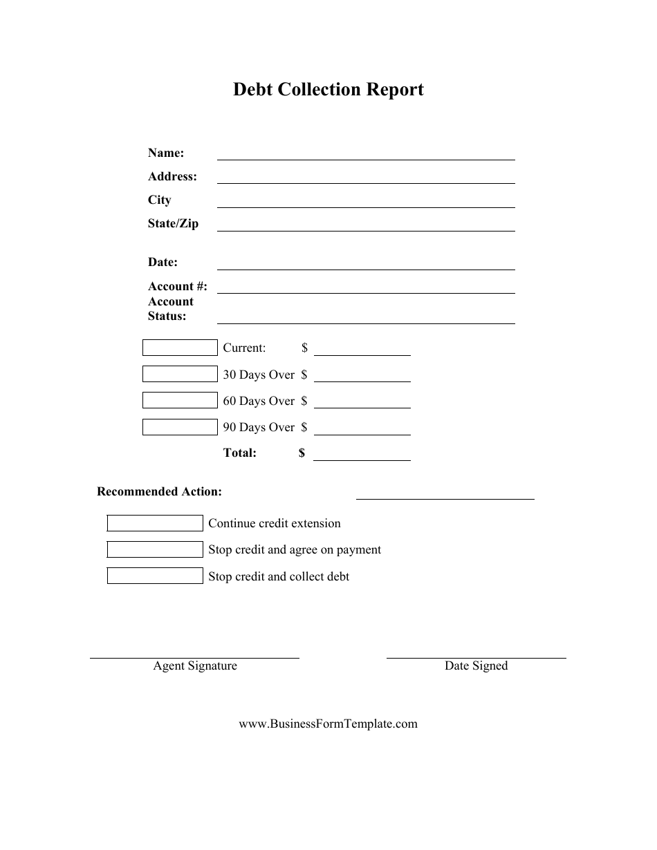Debt Collection Report Template, Page 1