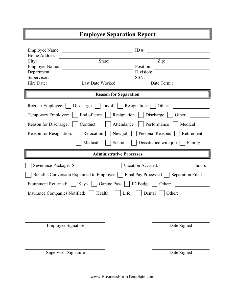 Employee Separation Report Form Fill Out Sign Online And Download PDF Templateroller