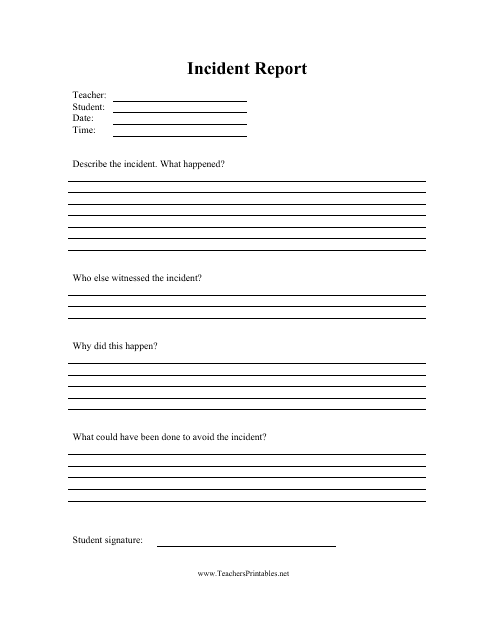 Incident Report Form - Lines