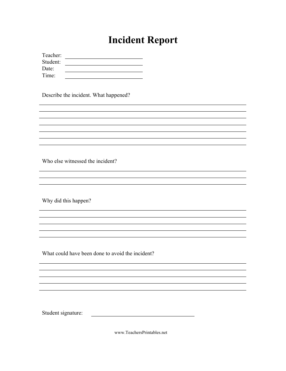 Incident Report Form Download Printable PDF  Templateroller Intended For Generic Incident Report Template