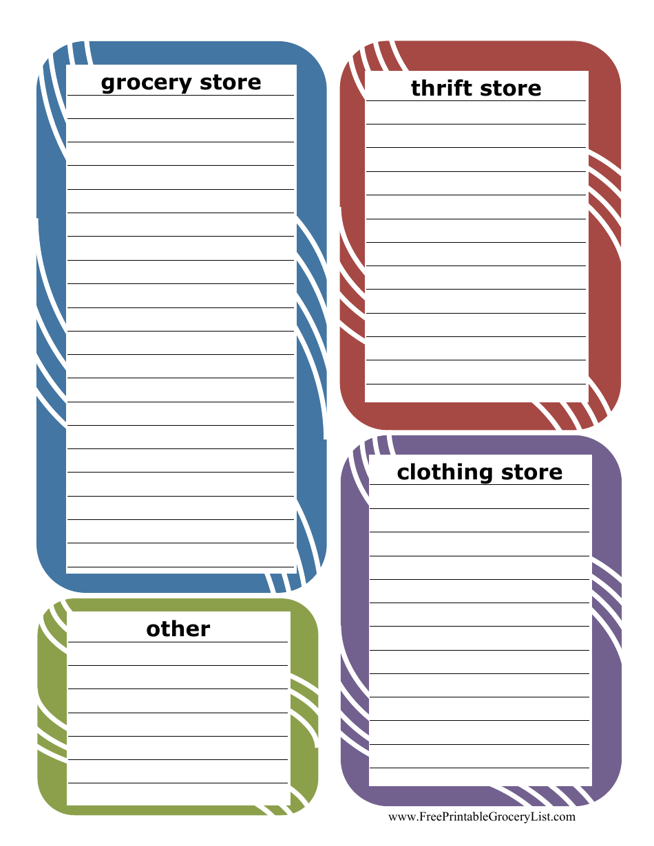 Multiple Stores Shopping List Template - Convenient and Versatile Shopping List