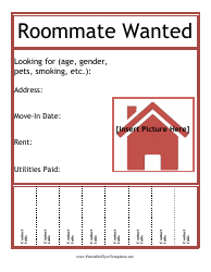 &quot;Roommate Wanted Flyer Template With Picture Box&quot;