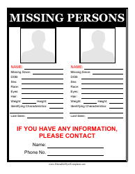 Document preview: Black Missing Person Poster Template With Two Pictures