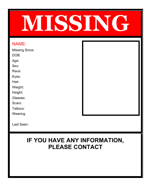 Red Missing Person Poster Template Download Printable PDF