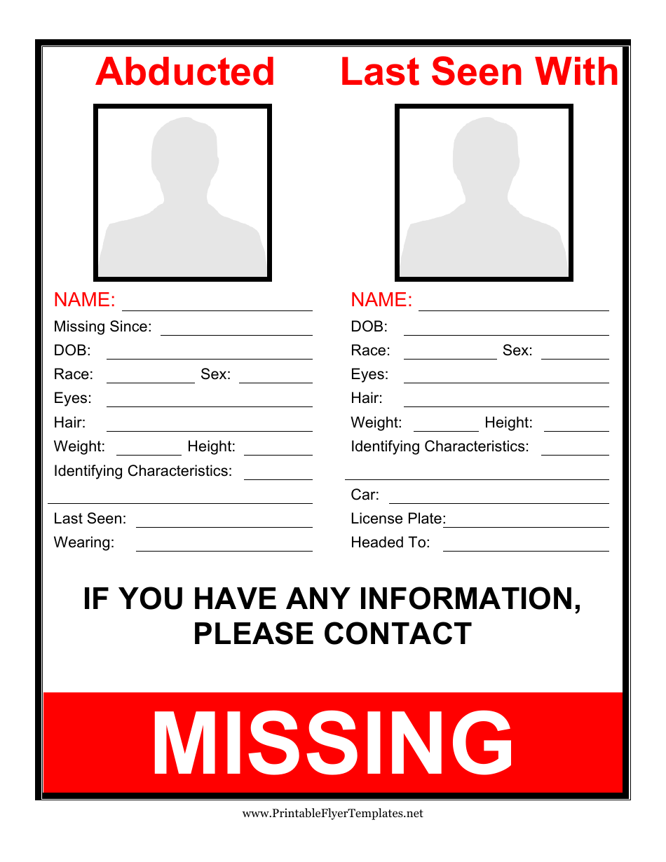 Abducted Missing Person Poster Template Download Printable PDF ...