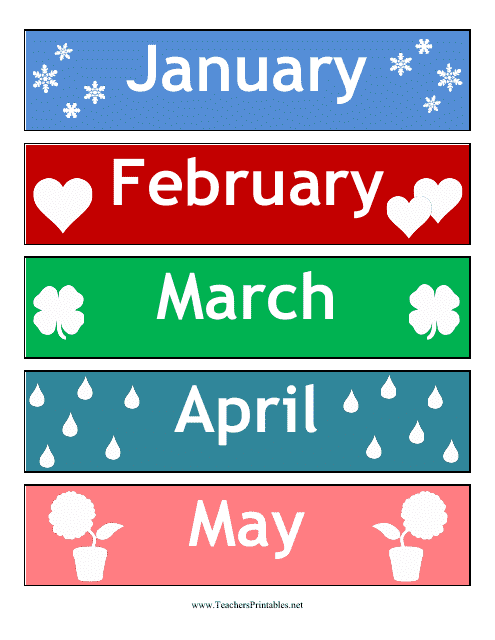 Calendar Months Cards Template