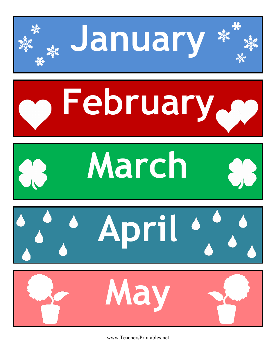 Calendar Months Cards Template Download Printable PDF Templateroller