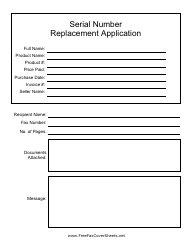Document preview: Serial Number Replacement Application Template