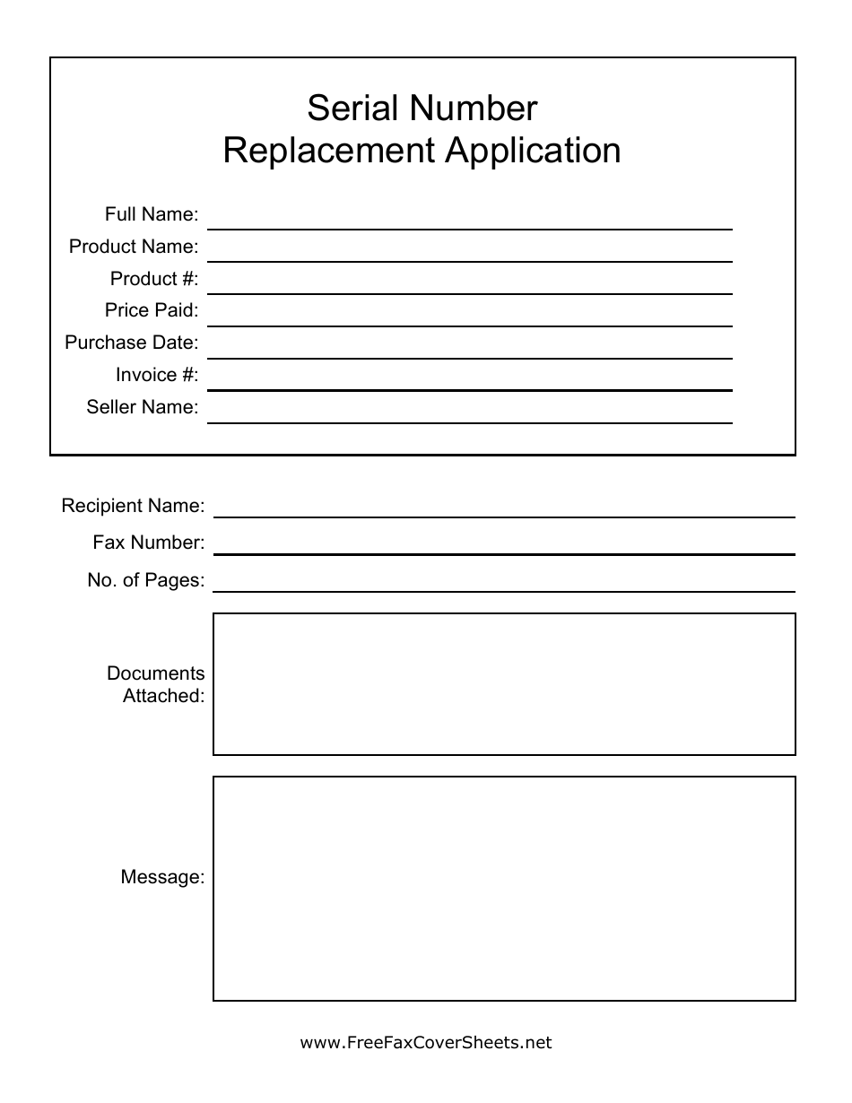 Serial Number Replacement Application Template Fill Out Sign Online And Download PDF