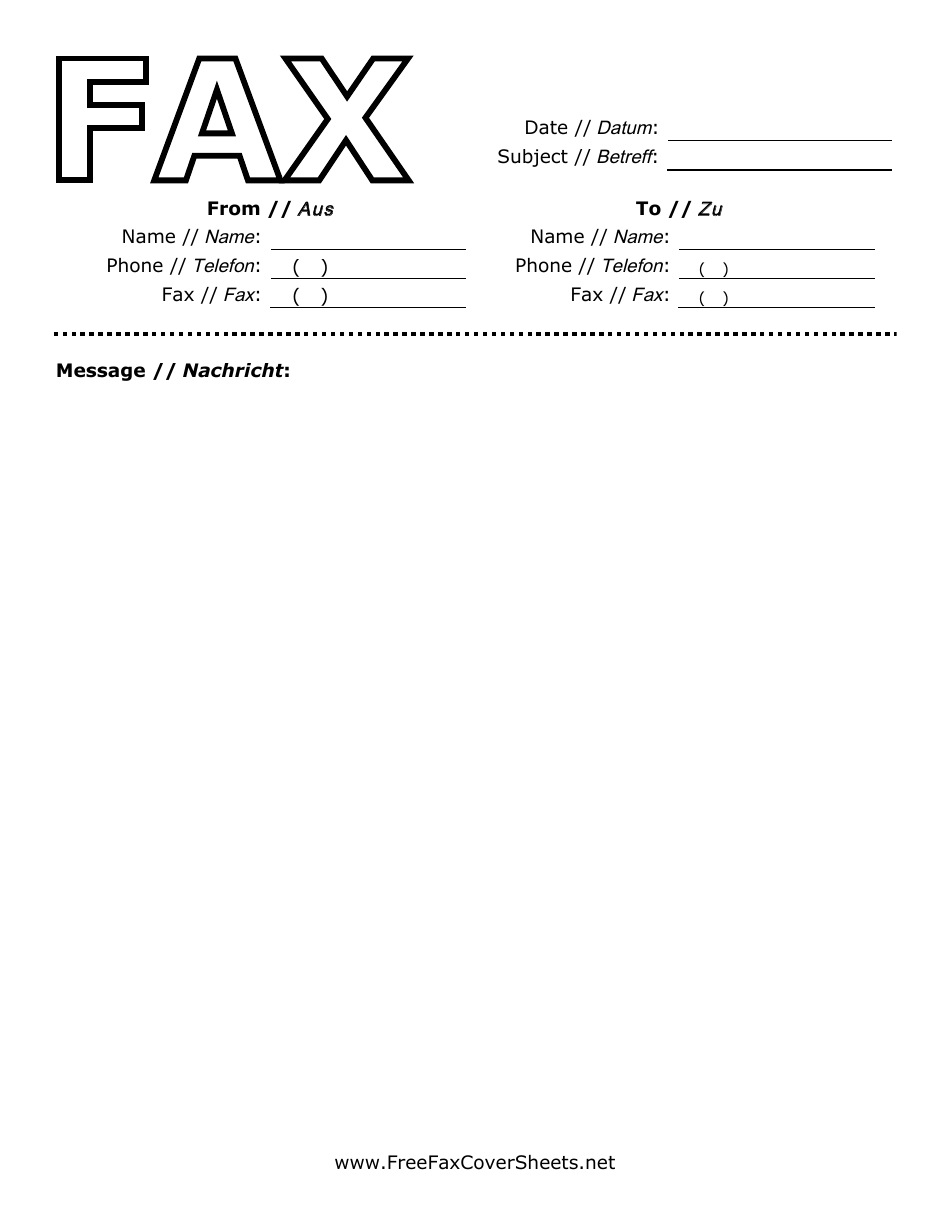 Fax Cover Sheet (English/German), Page 1