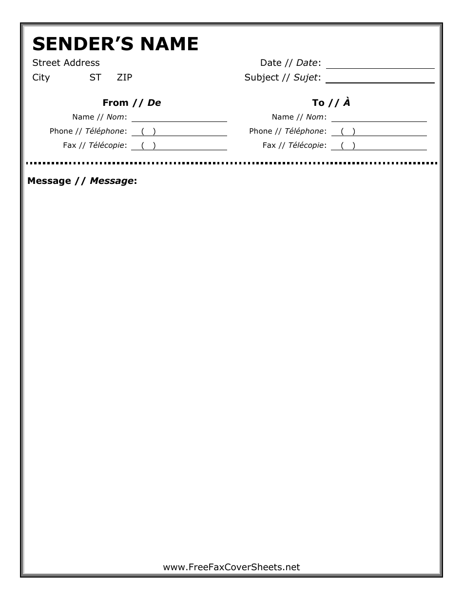 Fax Cover Sheet (English / French), Page 1