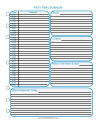 Blue Kid's Daily Schedule Template