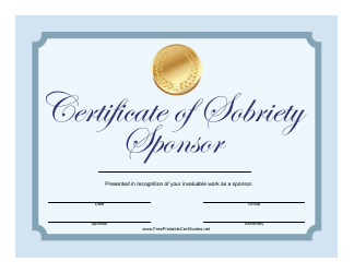 &quot;Sponsor Certificate of Sobriety Template&quot;